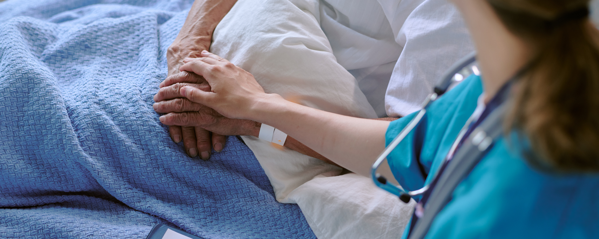 Caregiver and patient in hospital